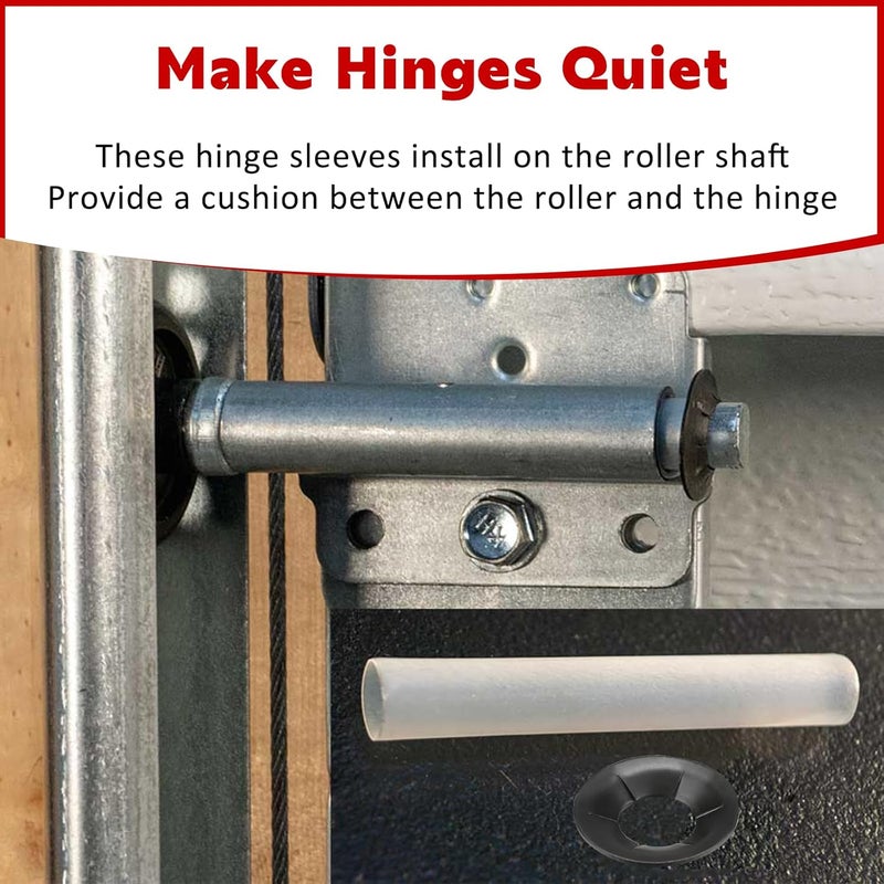 FORLETOR Garage Door Hinge Quiet Roller Sleeves 11mm ID 80mm Length Roller Shaft Nuts Bearing Gaskets for Cars RV Garage Doors（22 Sets - Image 3